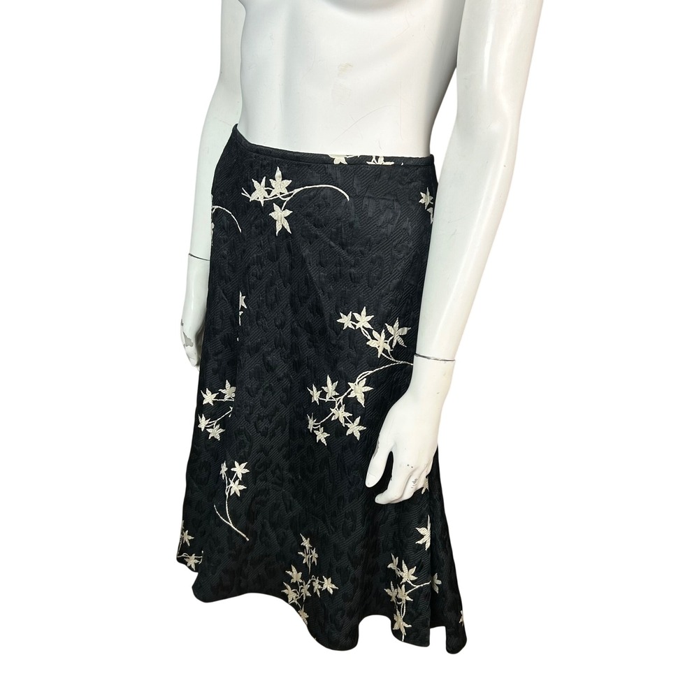 Armani Collezioni Floral Skirt Size 10 Silk Wool Jacquard Suiting Office Italy